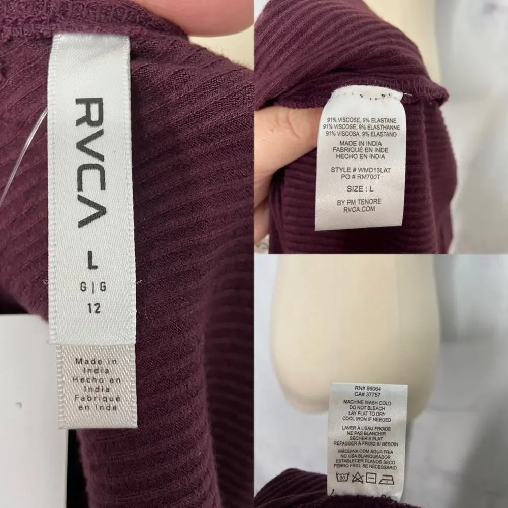 NWT RVCA Latte Back Cutout Dress Burgundy Bodycon High Neck Party Size L
